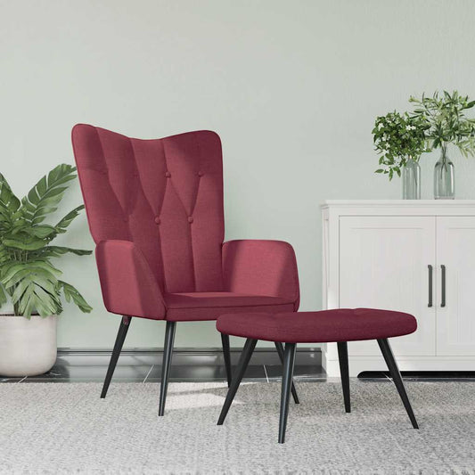 Relaxsessel mit Hocker Weinrot Stoff
