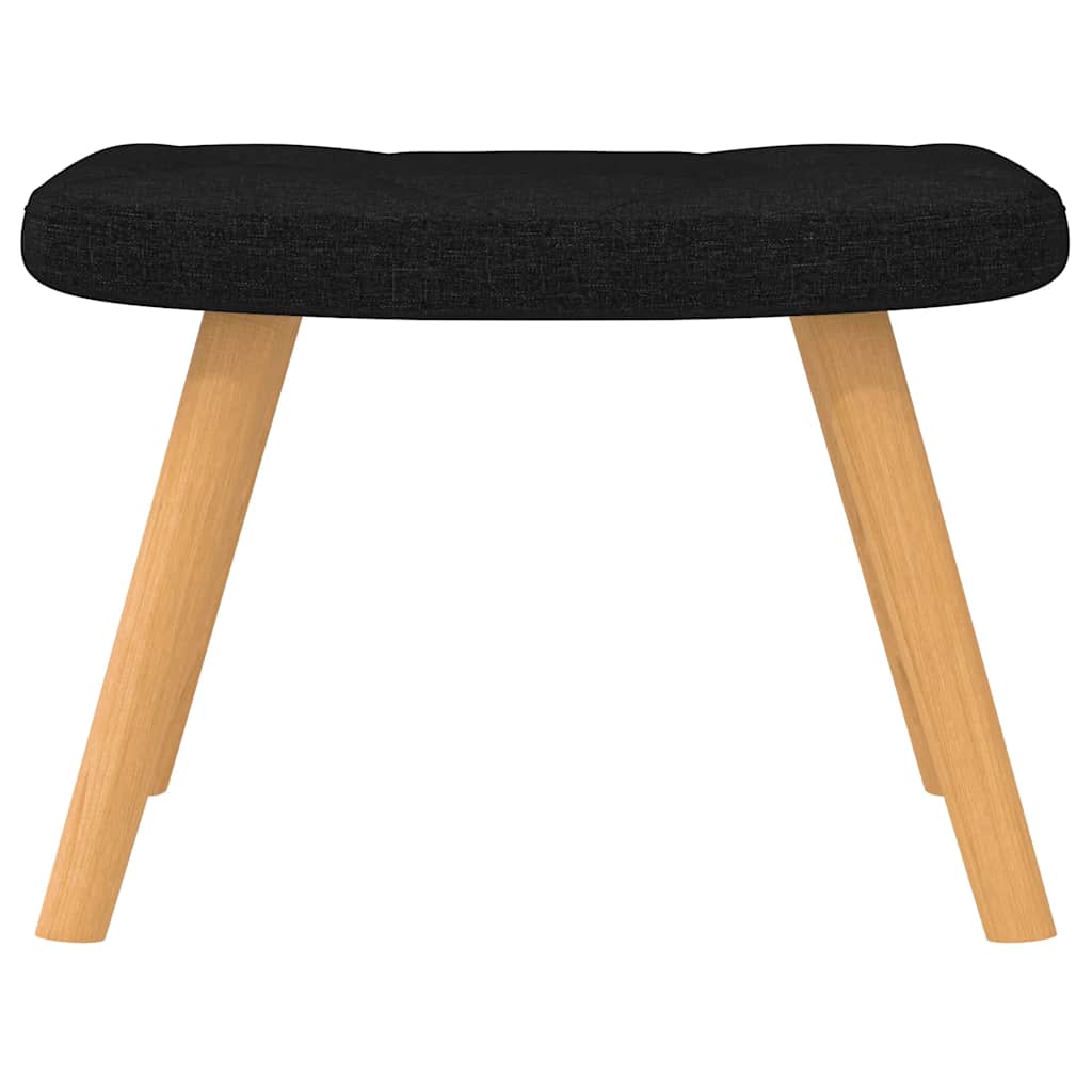Chaise à bascule avec tabouret en tissu noir
