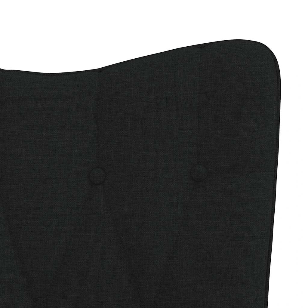 Chaise à bascule avec tabouret en tissu noir