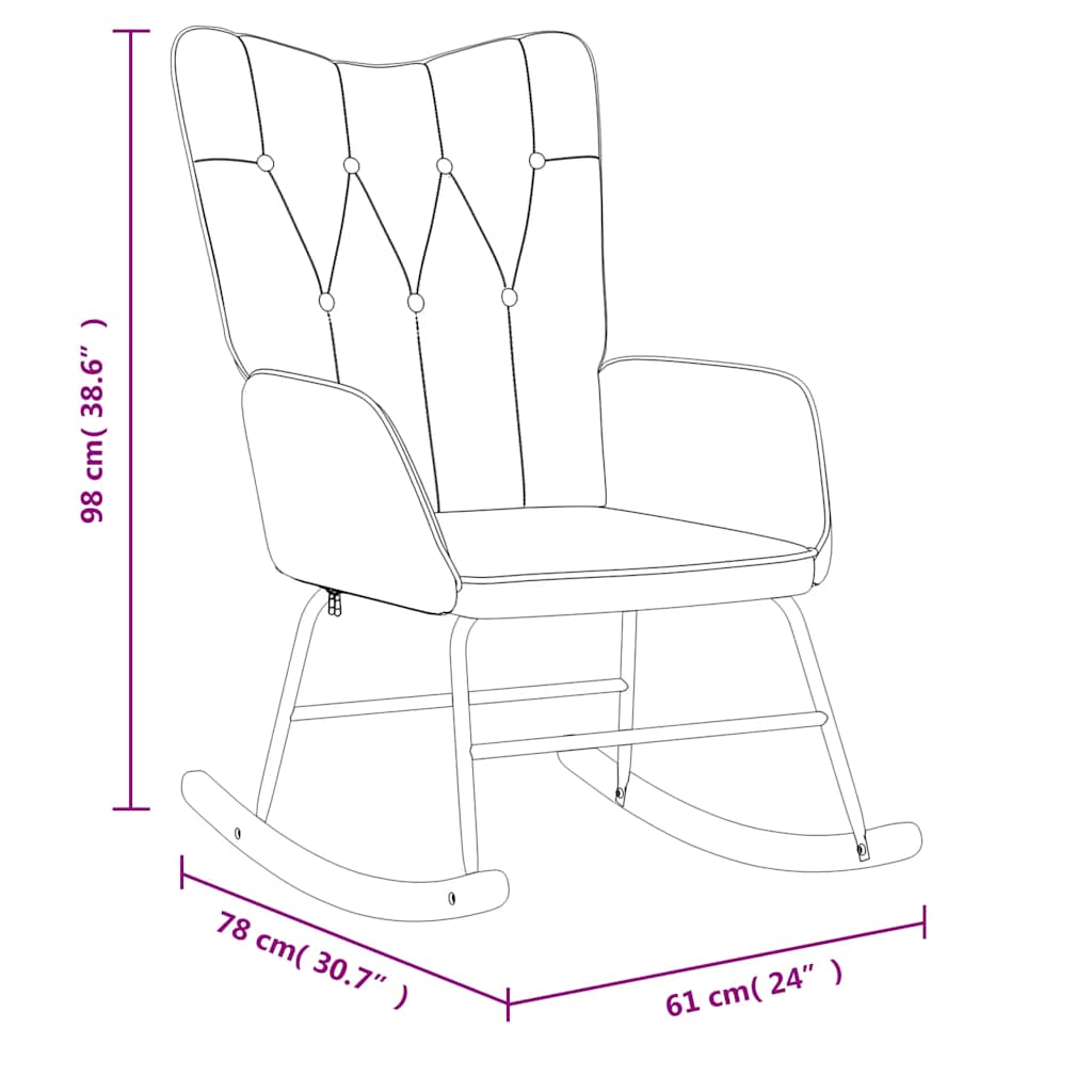 Chaise à bascule avec tabouret en tissu noir