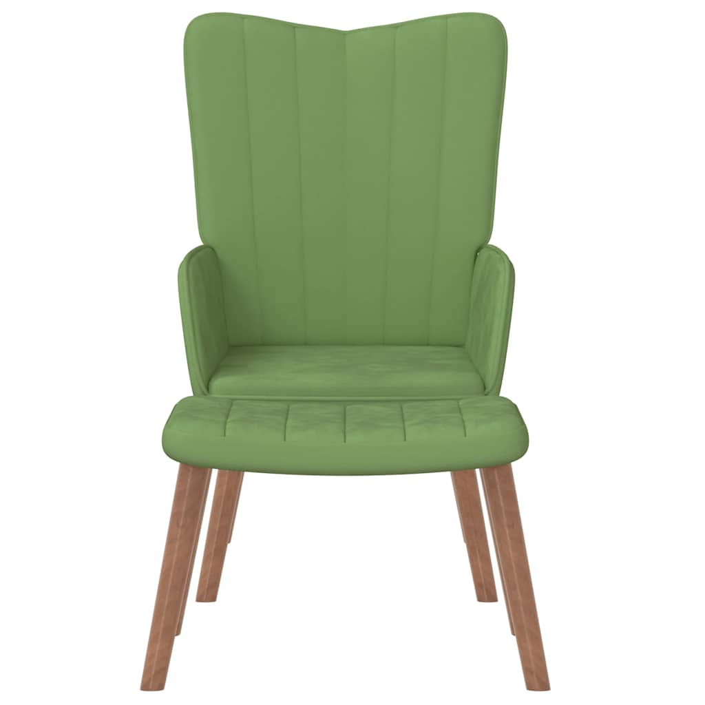 Relaxsessel mit Hocker Hellgrün Samt