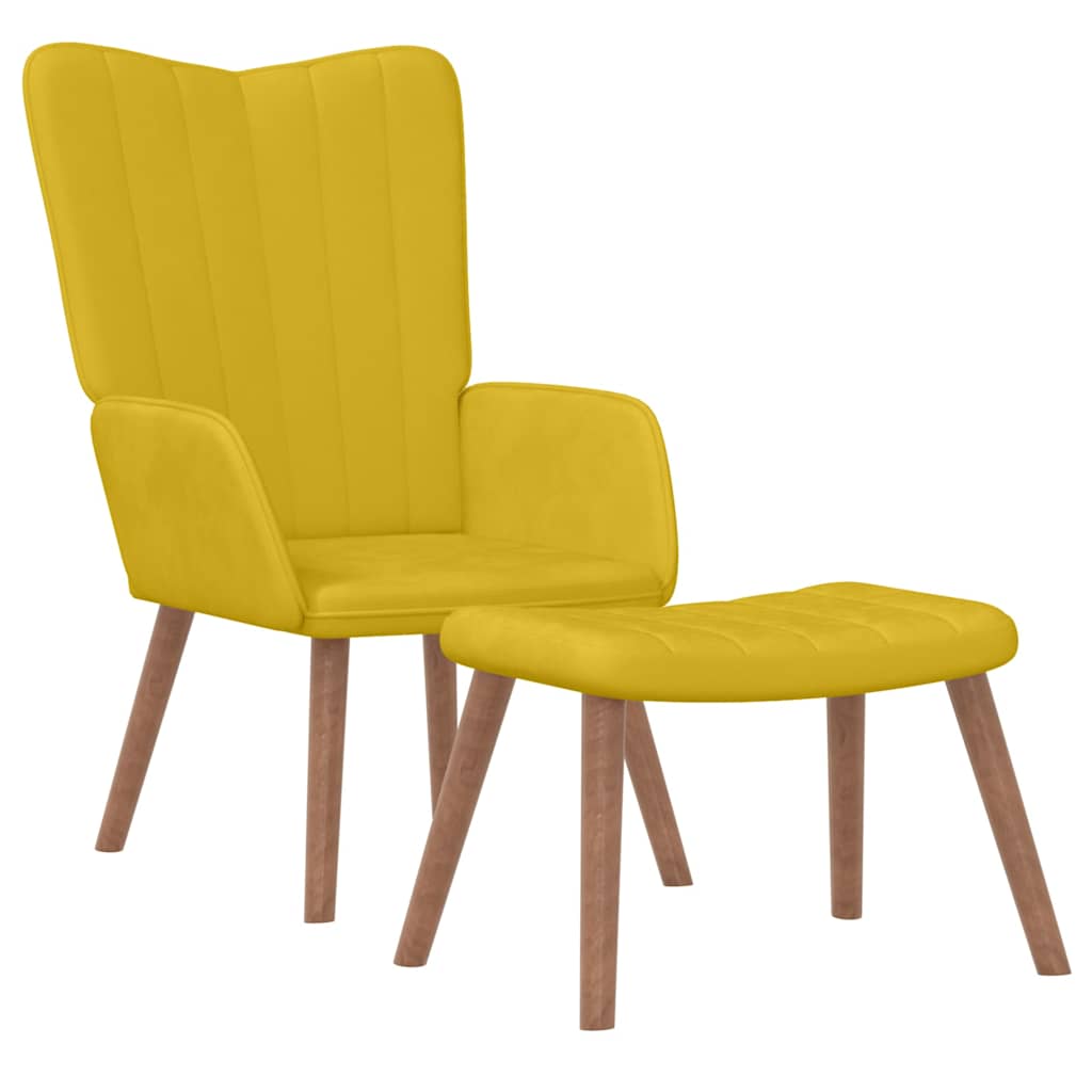 Relaxsessel mit Hocker Senfgelb Samt