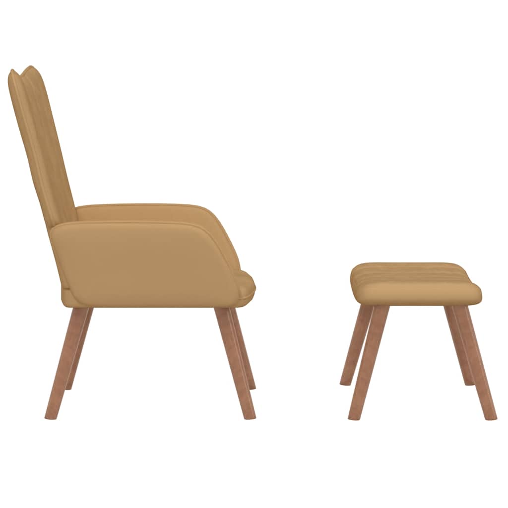 Relaxsessel mit Hocker Braun Samt