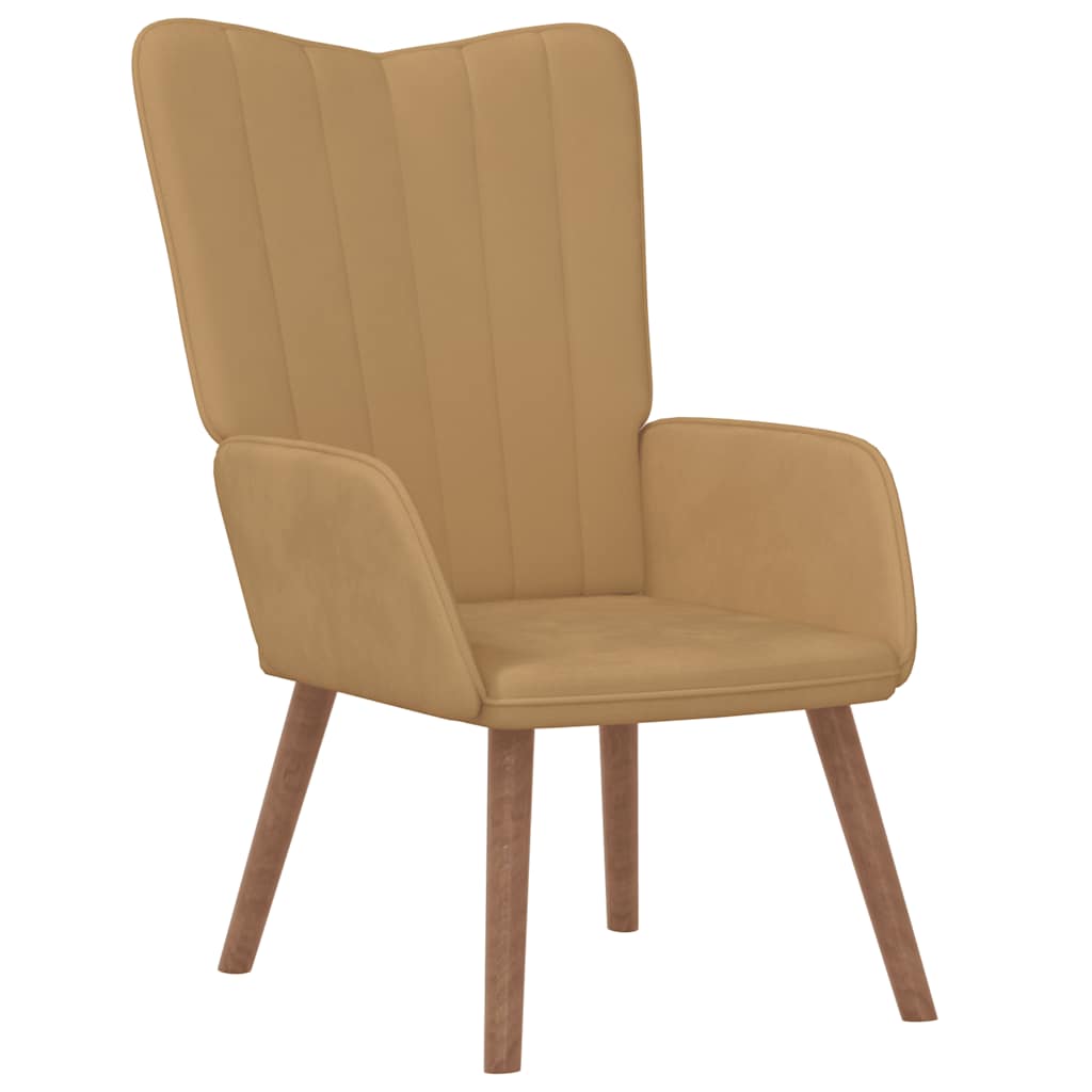 Relaxsessel mit Hocker Braun Samt