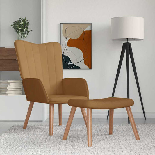 Relaxsessel mit Hocker Braun Samt