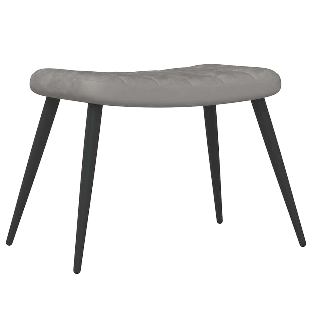 Relaxsessel mit Hocker Hellgrau Samt