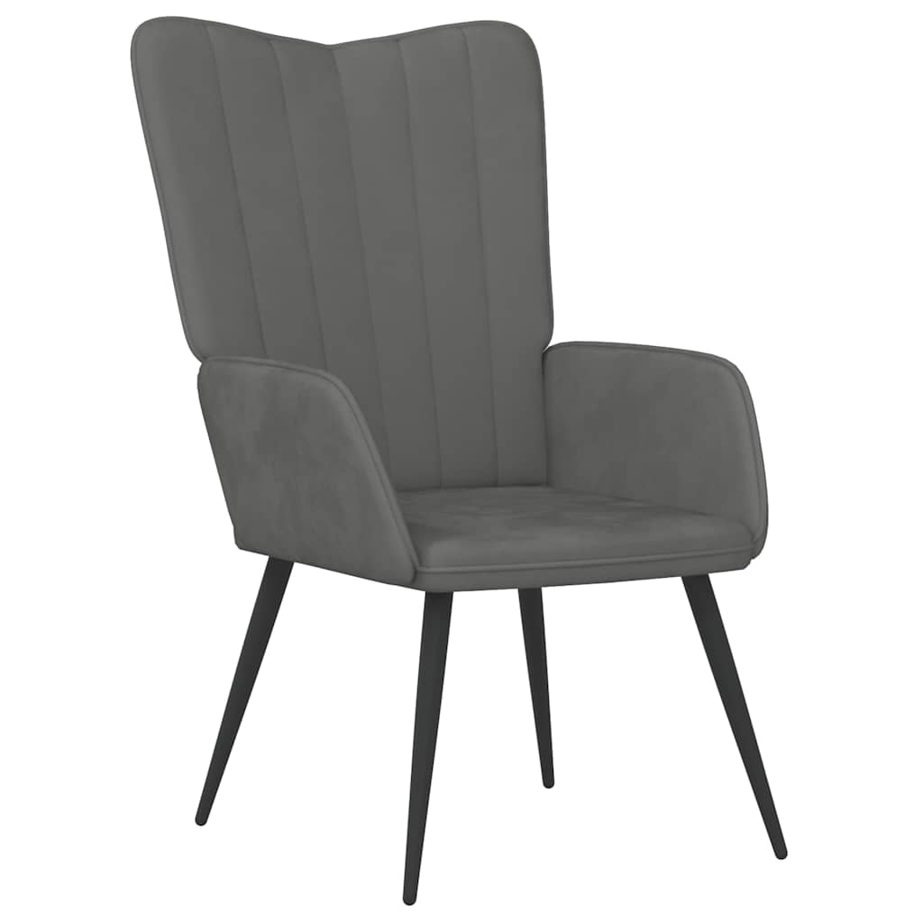 Relaxsessel mit Hocker Dunkelgrau Samt