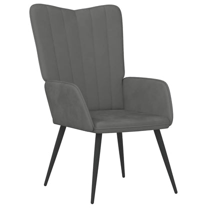 Relaxsessel mit Hocker Dunkelgrau Samt