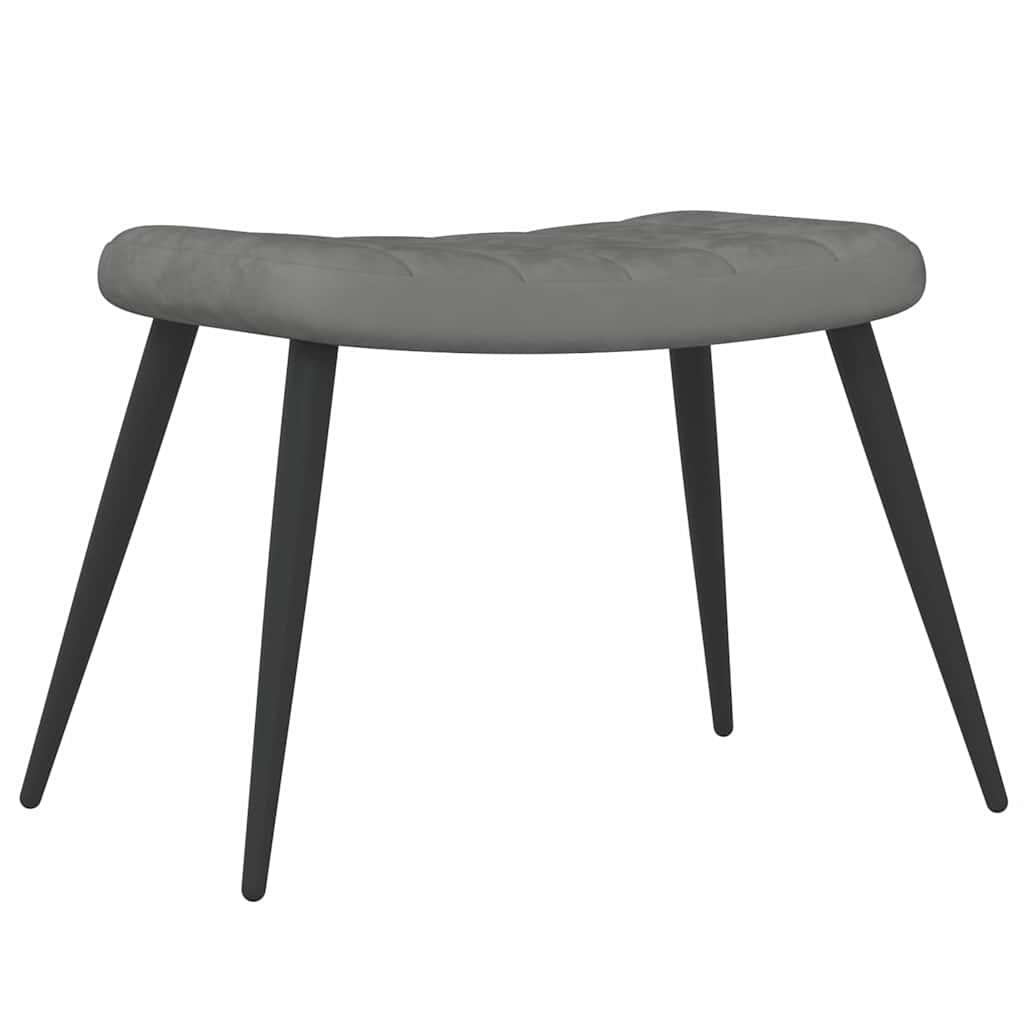 Relaxsessel mit Hocker Dunkelgrau Samt