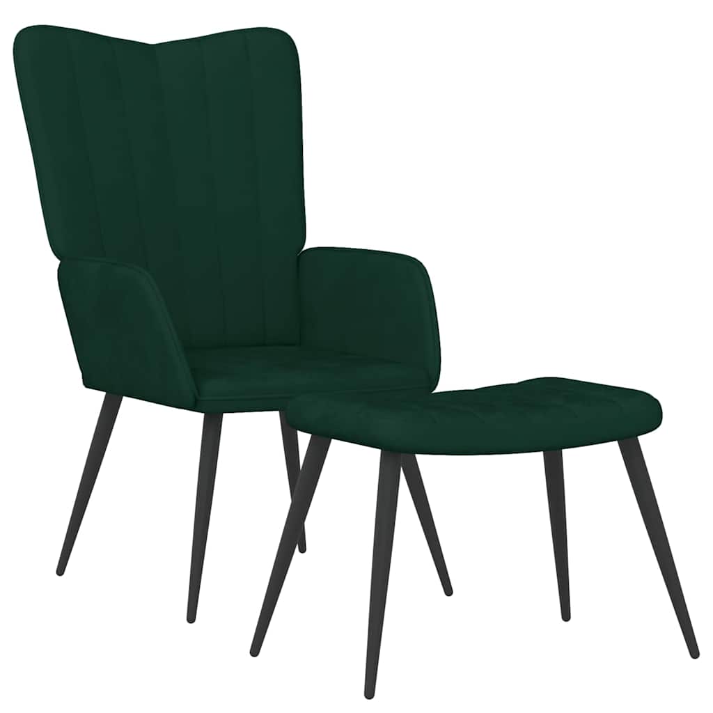 Relaxsessel mit Hocker Dunkelgrün Samt