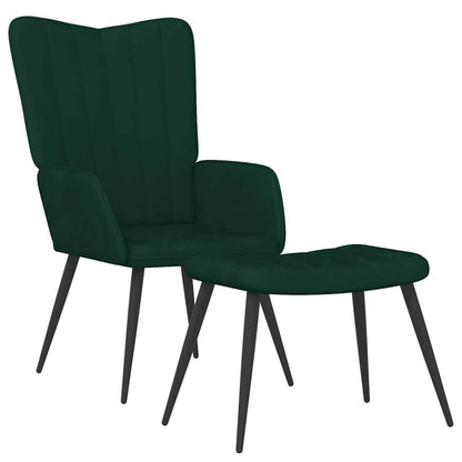 Relaxsessel mit Hocker Dunkelgrün Samt
