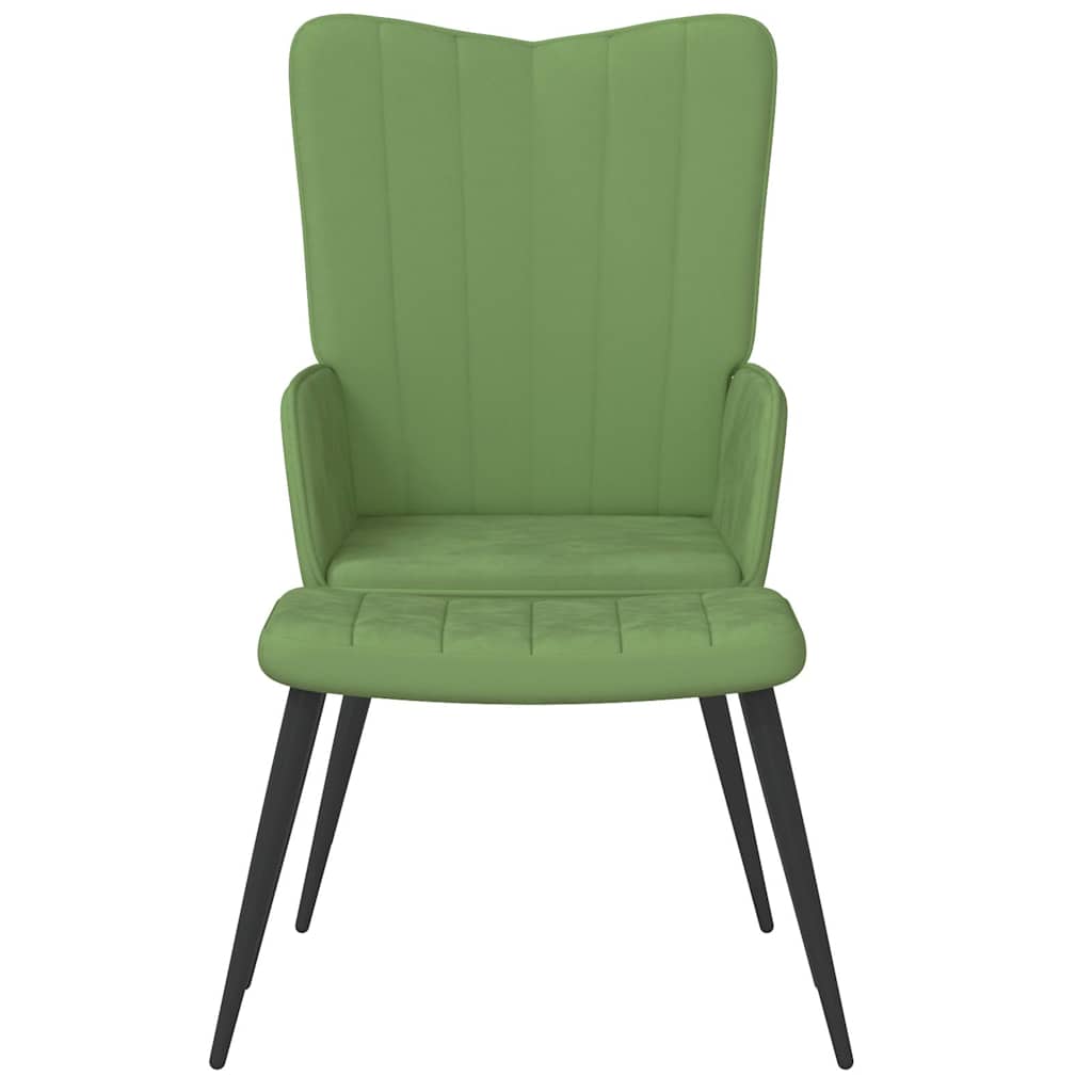 Relaxsessel mit Hocker Hellgrün Samt