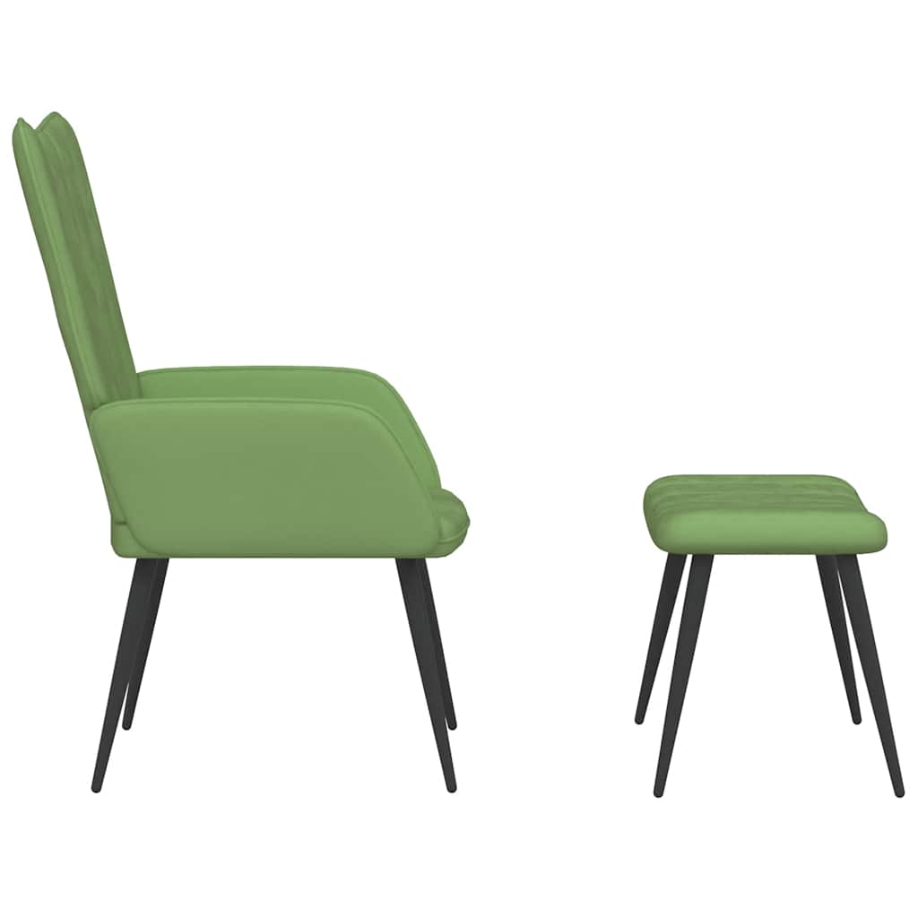 Relaxsessel mit Hocker Hellgrün Samt