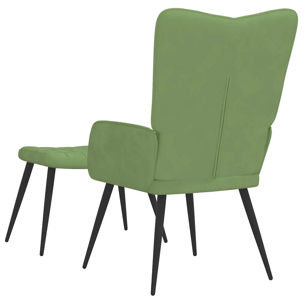 Relaxsessel mit Hocker Hellgrün Samt