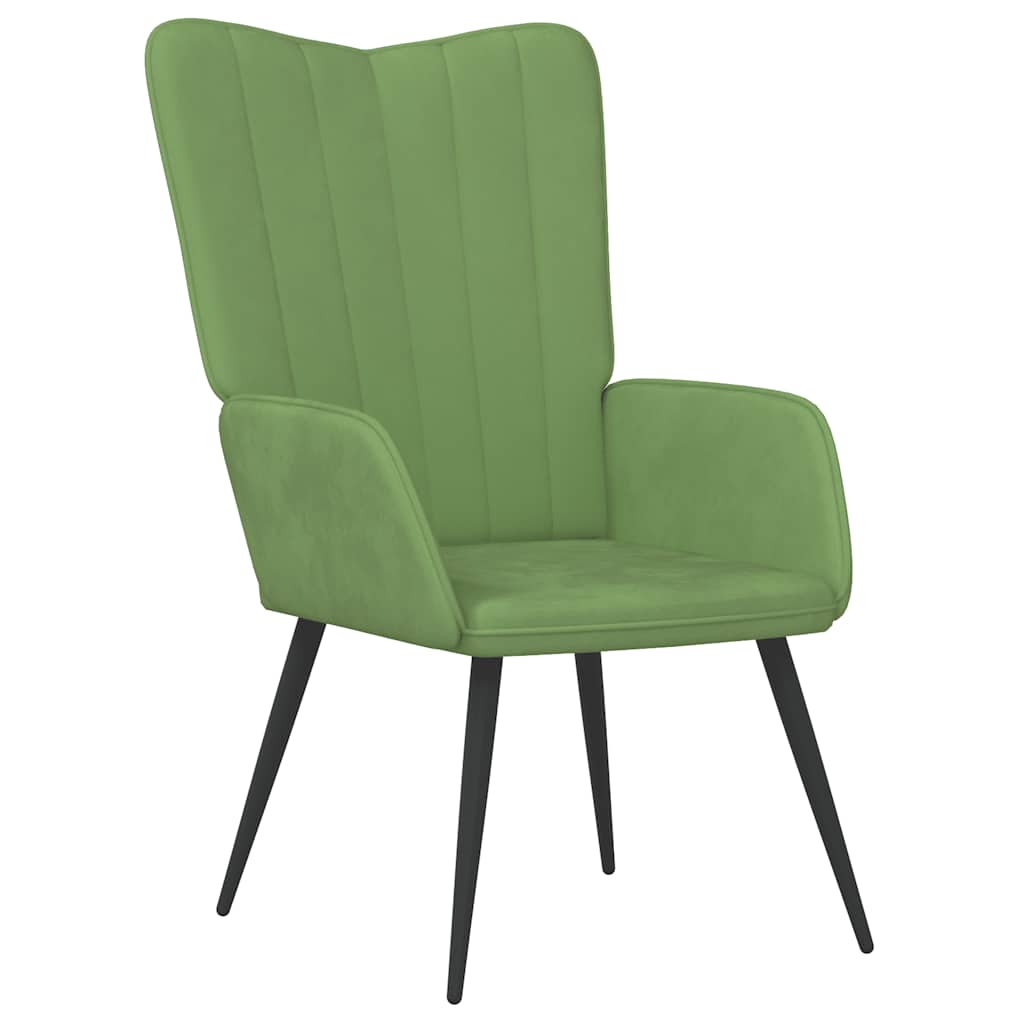 Relaxsessel mit Hocker Hellgrün Samt