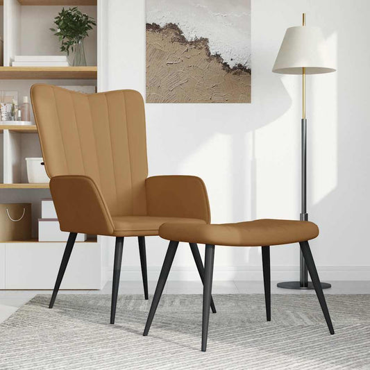 Relaxsessel mit Hocker Braun Samt