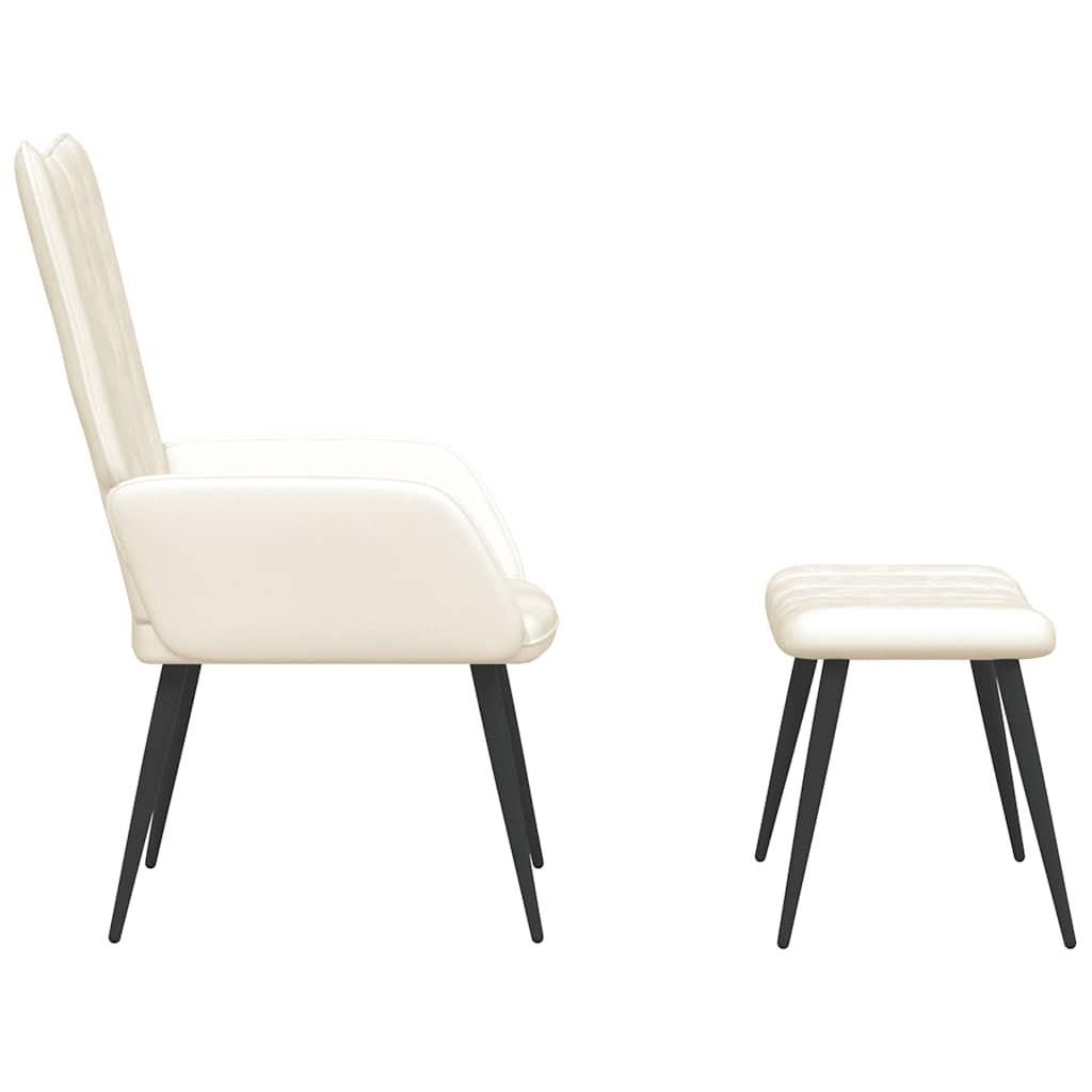 Relaxsessel mit Hocker Cremeweiß Samt