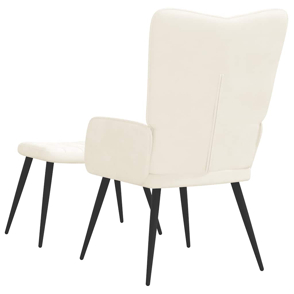 Relaxsessel mit Hocker Cremeweiß Samt