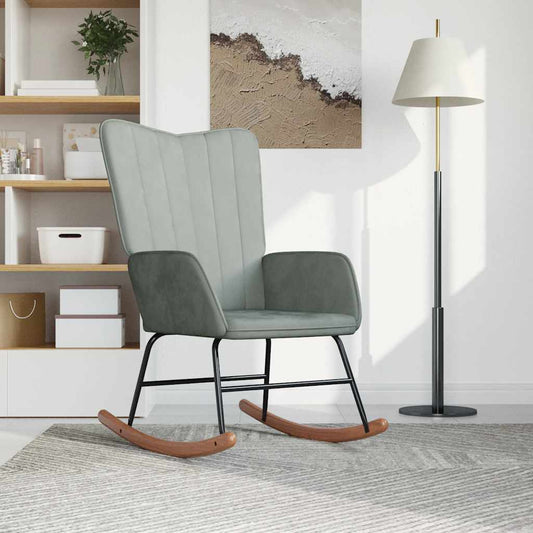 Fauteuil à bascule en velours gris clair