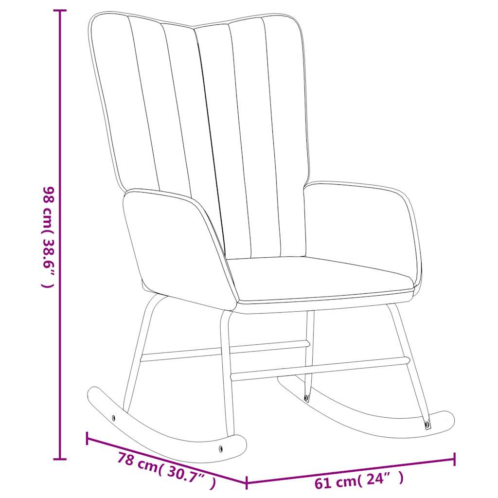 Fauteuil à bascule avec tabouret en velours gris clair