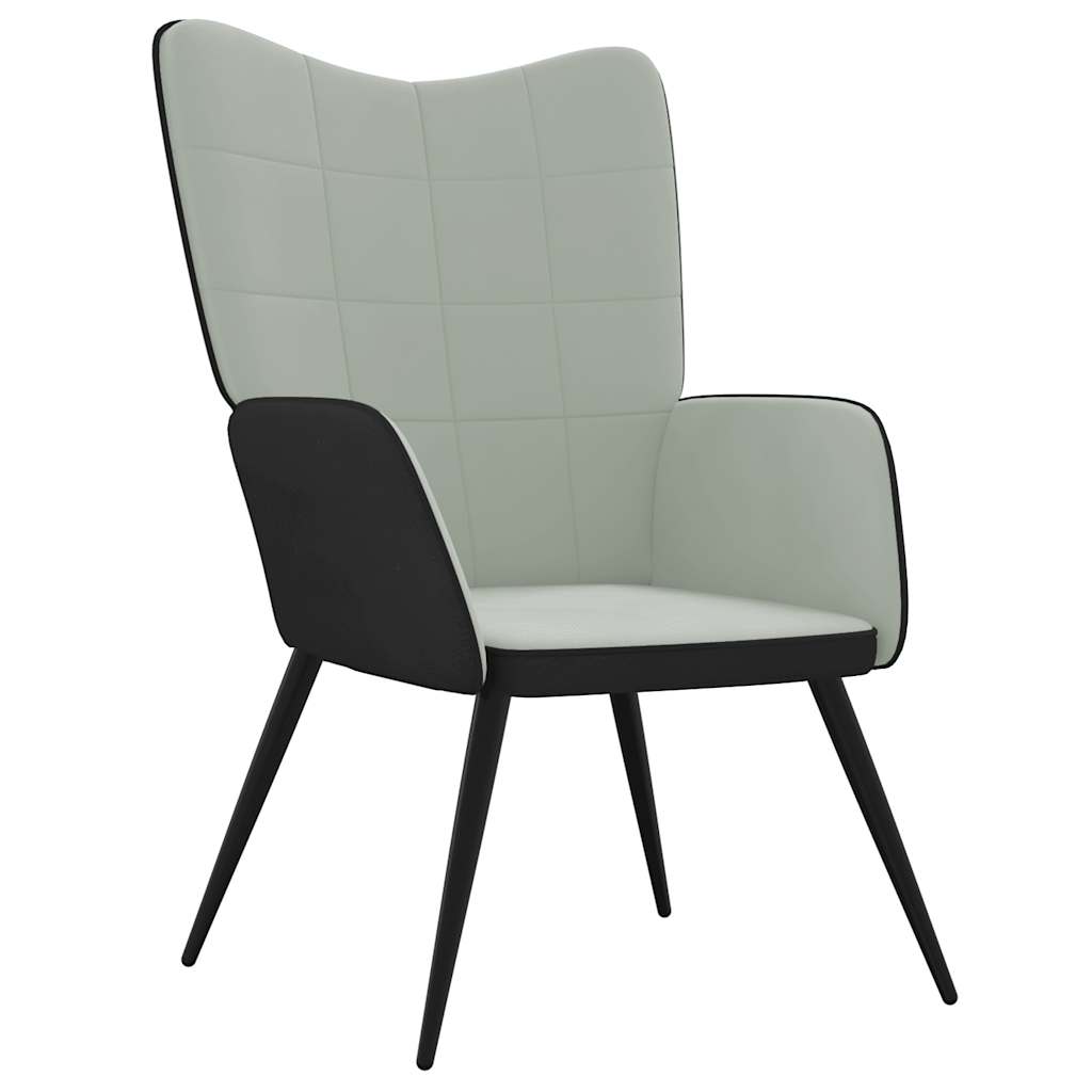 Relaxsessel Hellgrau Samt und PVC