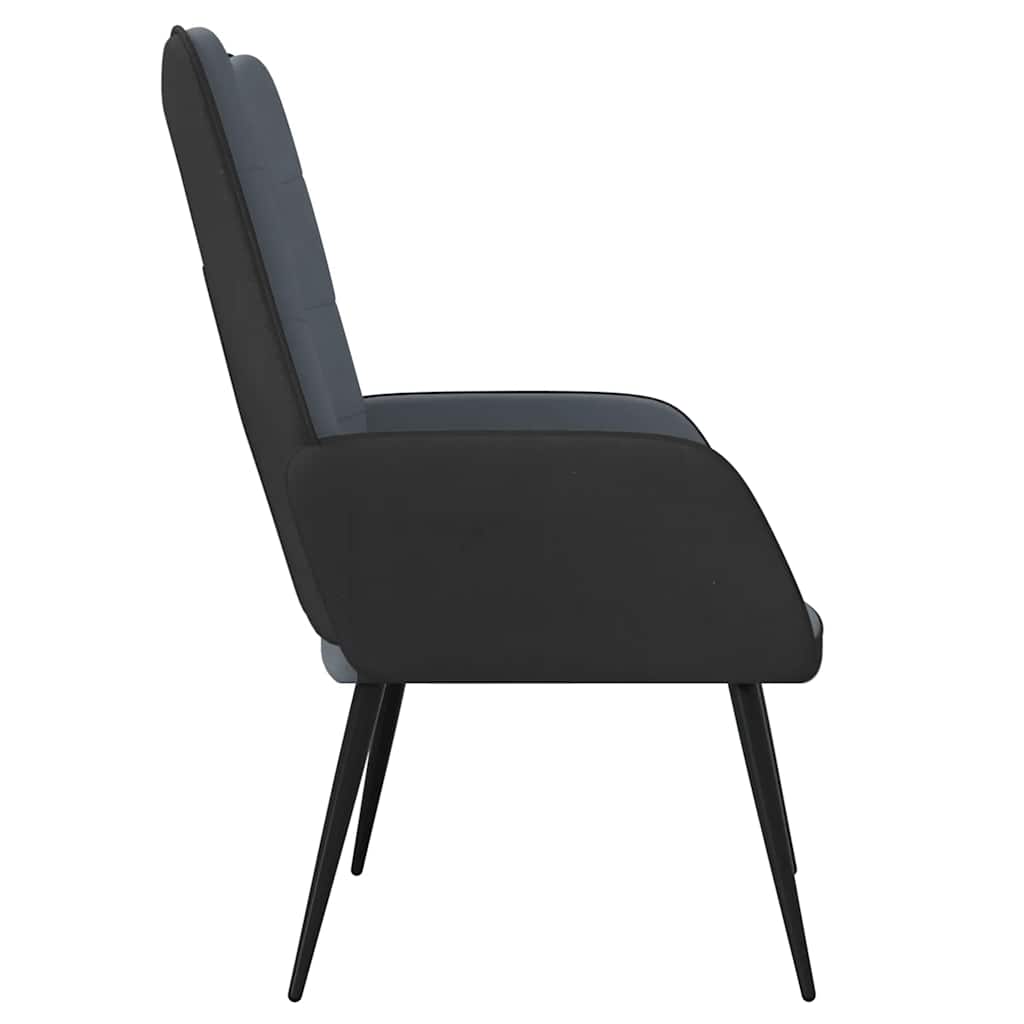 Relaxsessel Dunkelgrau Samt und PVC