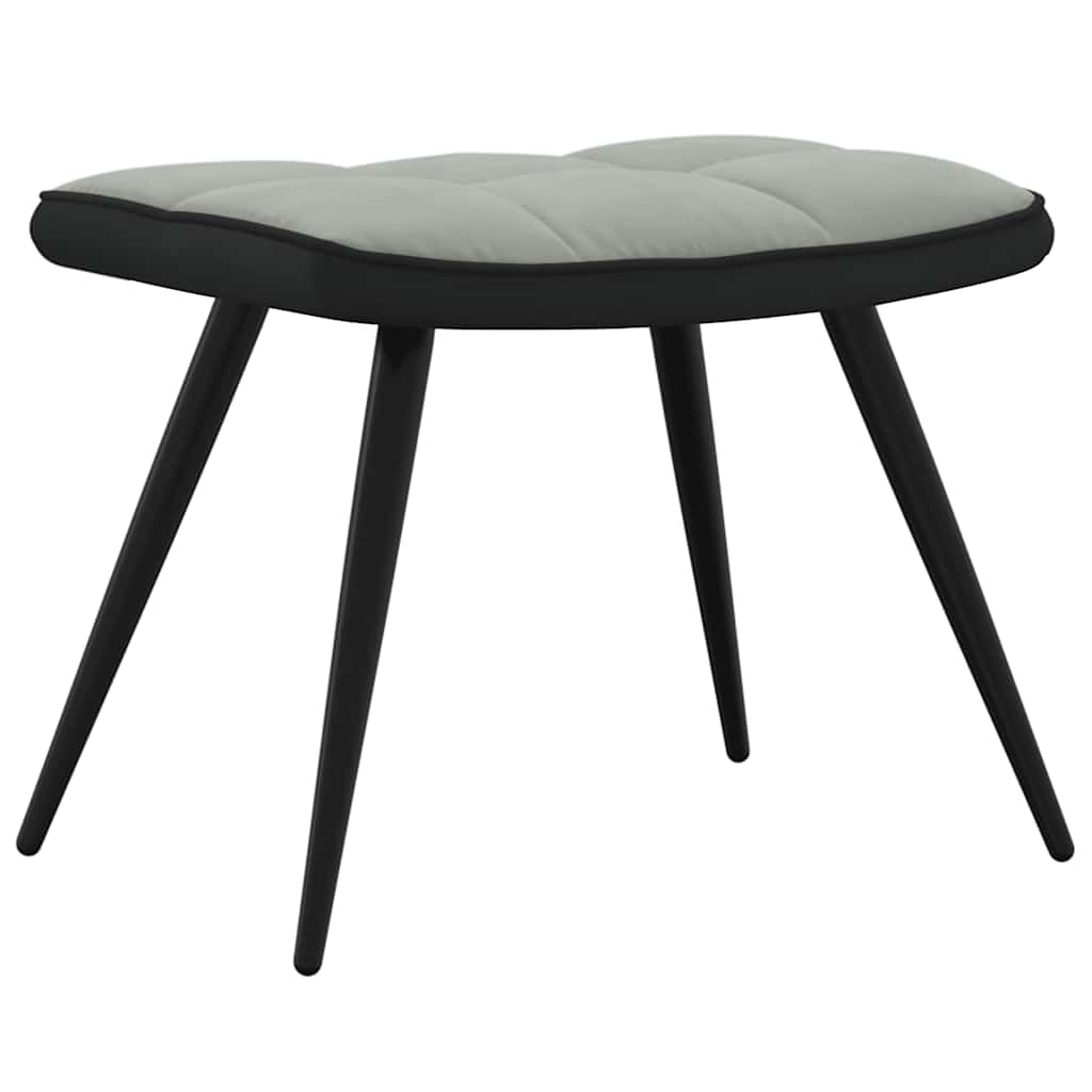 Relaxsessel mit Hocker Hellgrau Samt und PVC