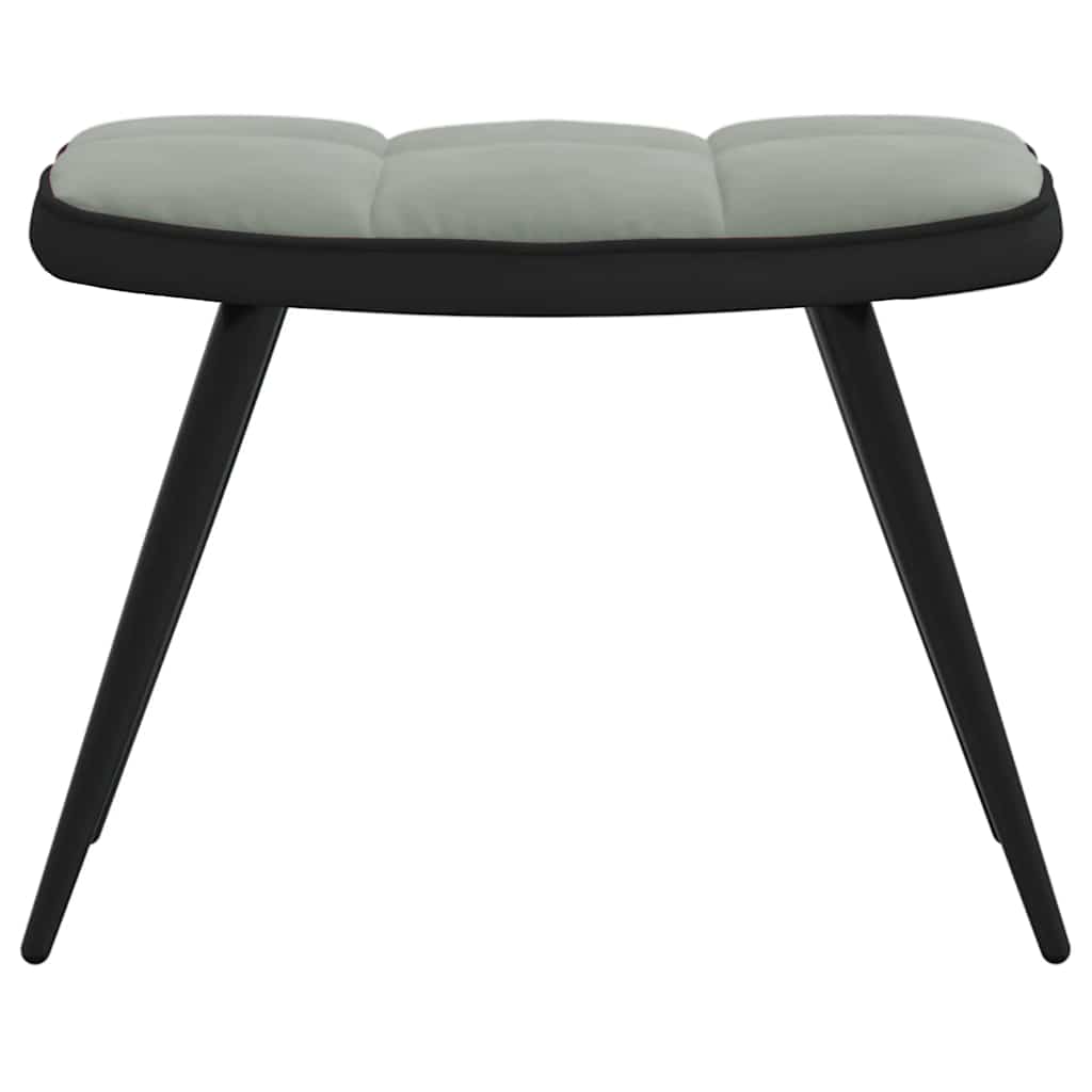 Relaxsessel mit Hocker Hellgrau Samt und PVC