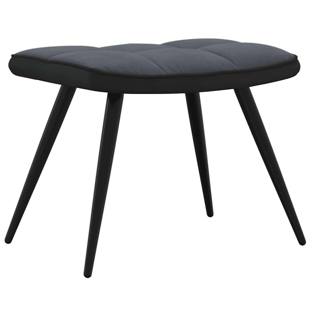 Relaxsessel mit Hocker Dunkelgrau Samt und PVC