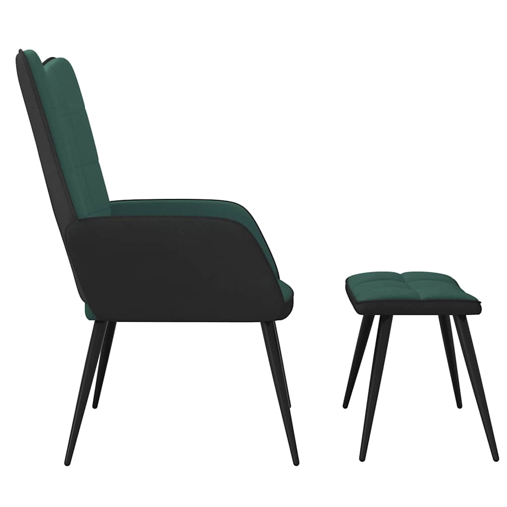 Relaxsessel mit Hocker Dunkelgrün Samt und PVC