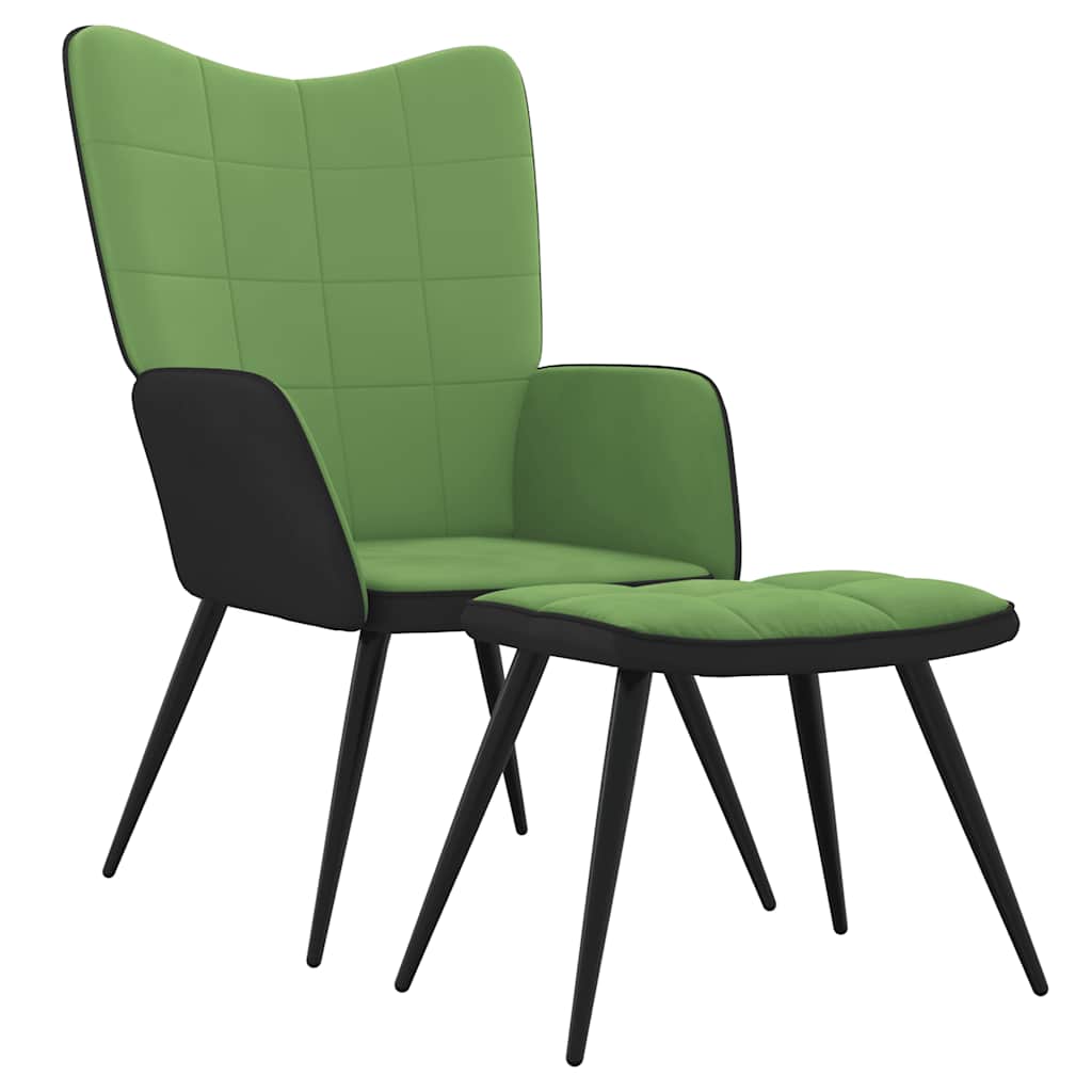 Relaxsessel mit Hocker Hellgrün Samt und PVC