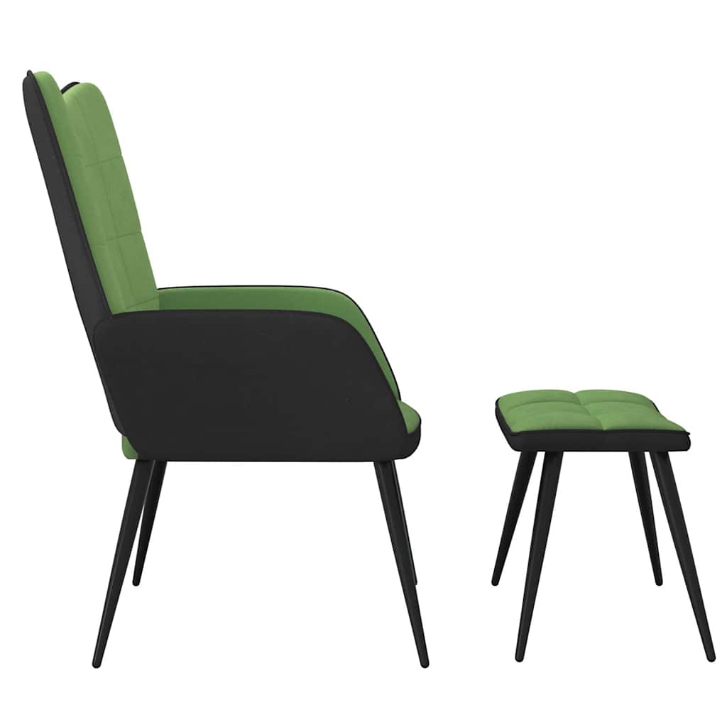 Relaxsessel mit Hocker Hellgrün Samt und PVC