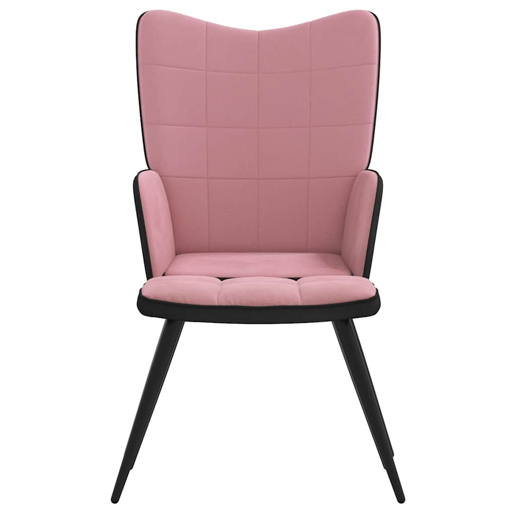Relaxsessel mit Hocker Rosa Samt und PVC