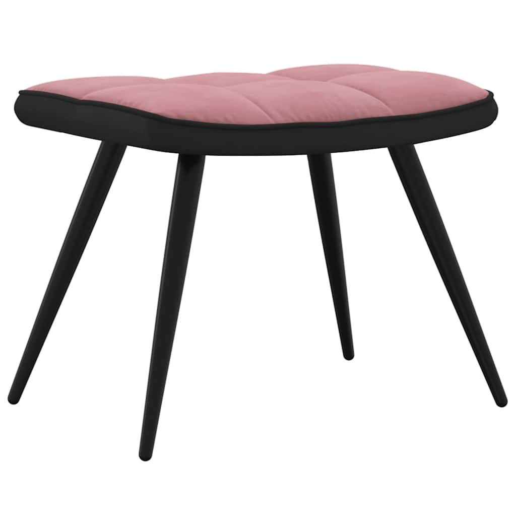 Relaxsessel mit Hocker Rosa Samt und PVC