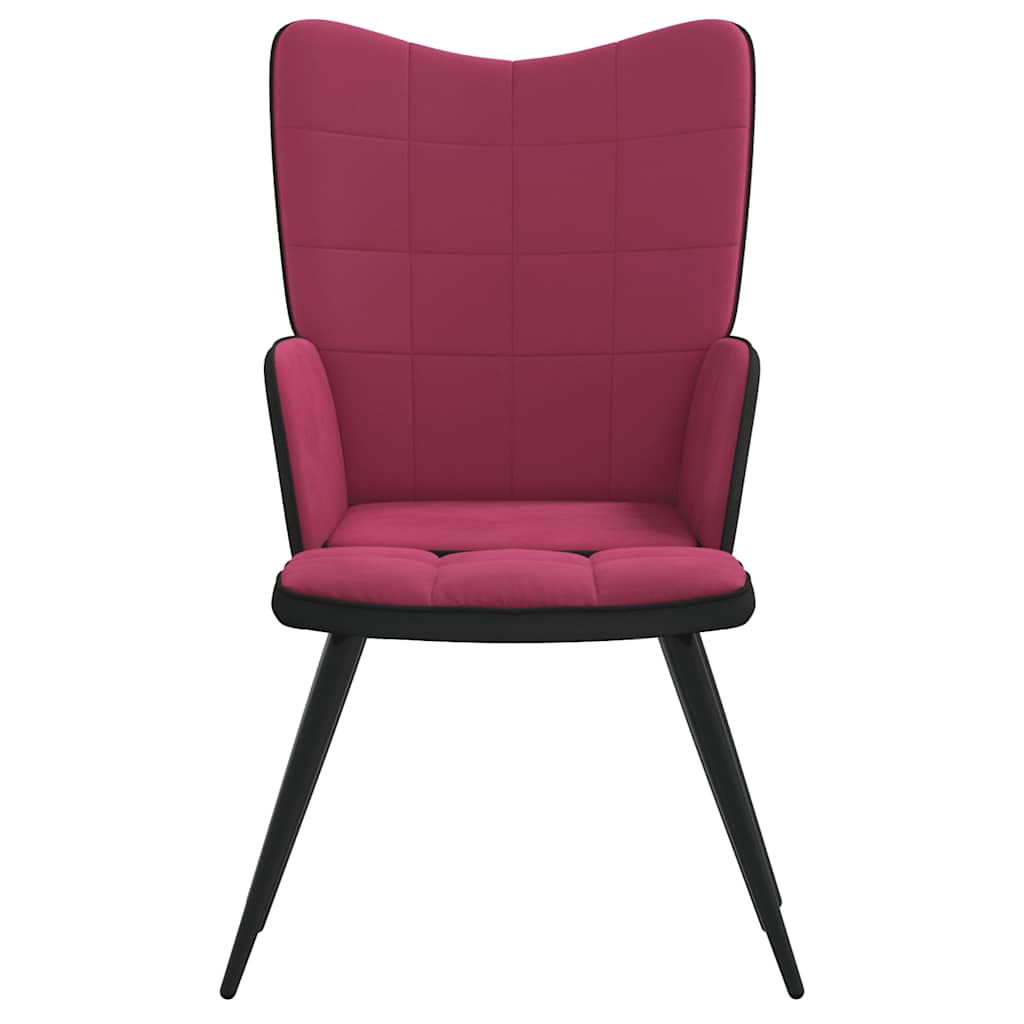 Relaxsessel mit Hocker Weinrot Samt und PVC