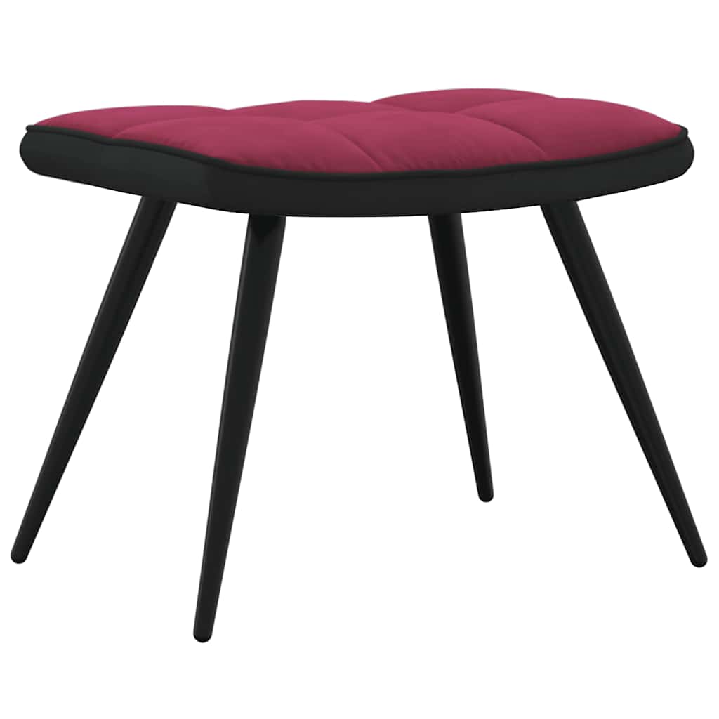 Relaxsessel mit Hocker Weinrot Samt und PVC
