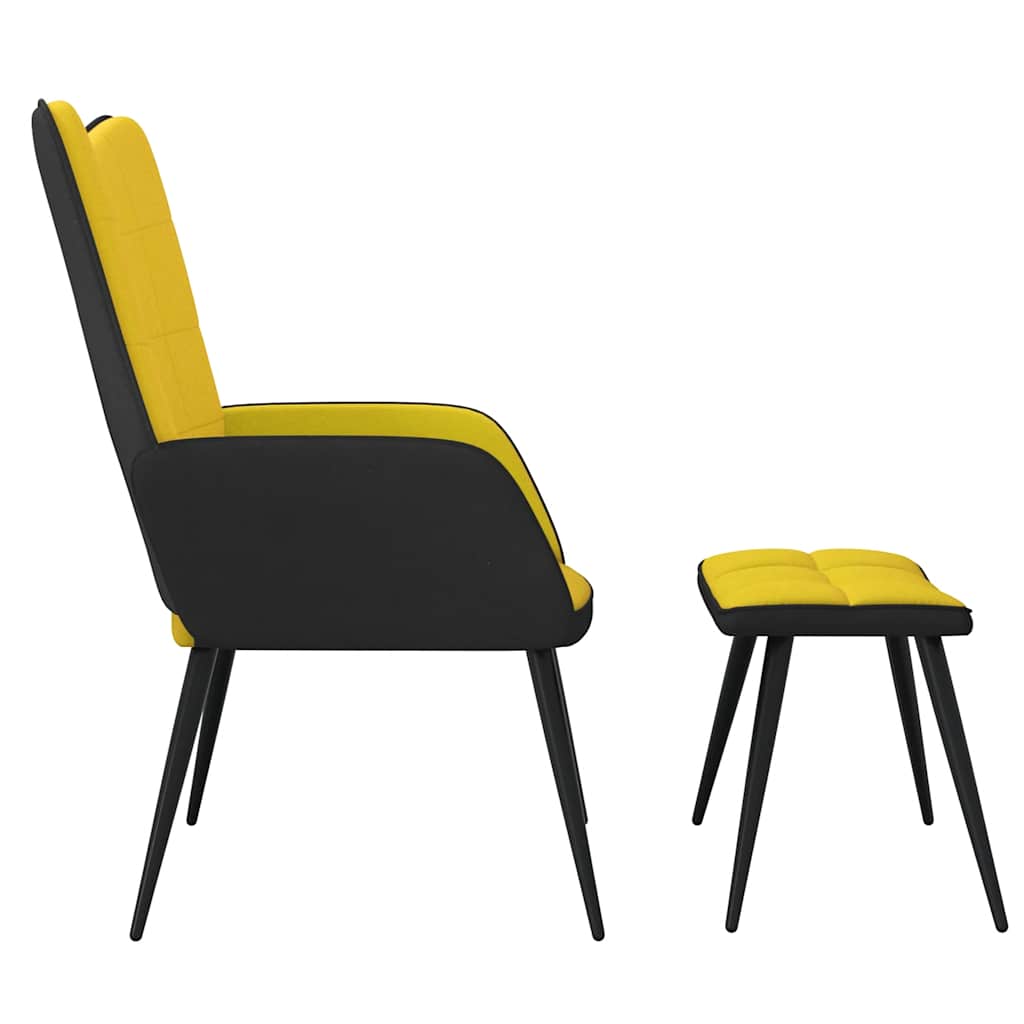 Relaxsessel mit Hocker Senfgelb Samt und PVC