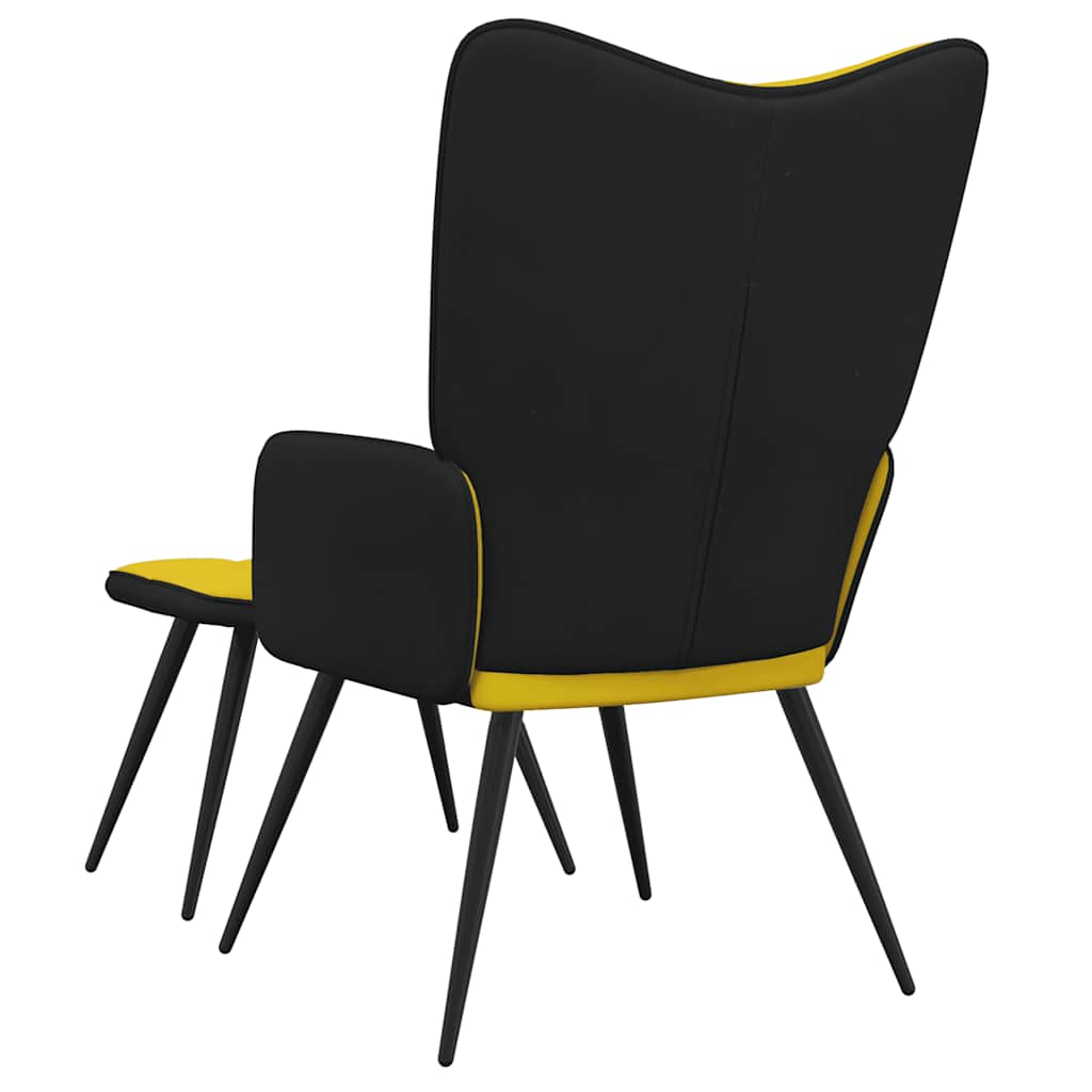 Relaxsessel mit Hocker Senfgelb Samt und PVC