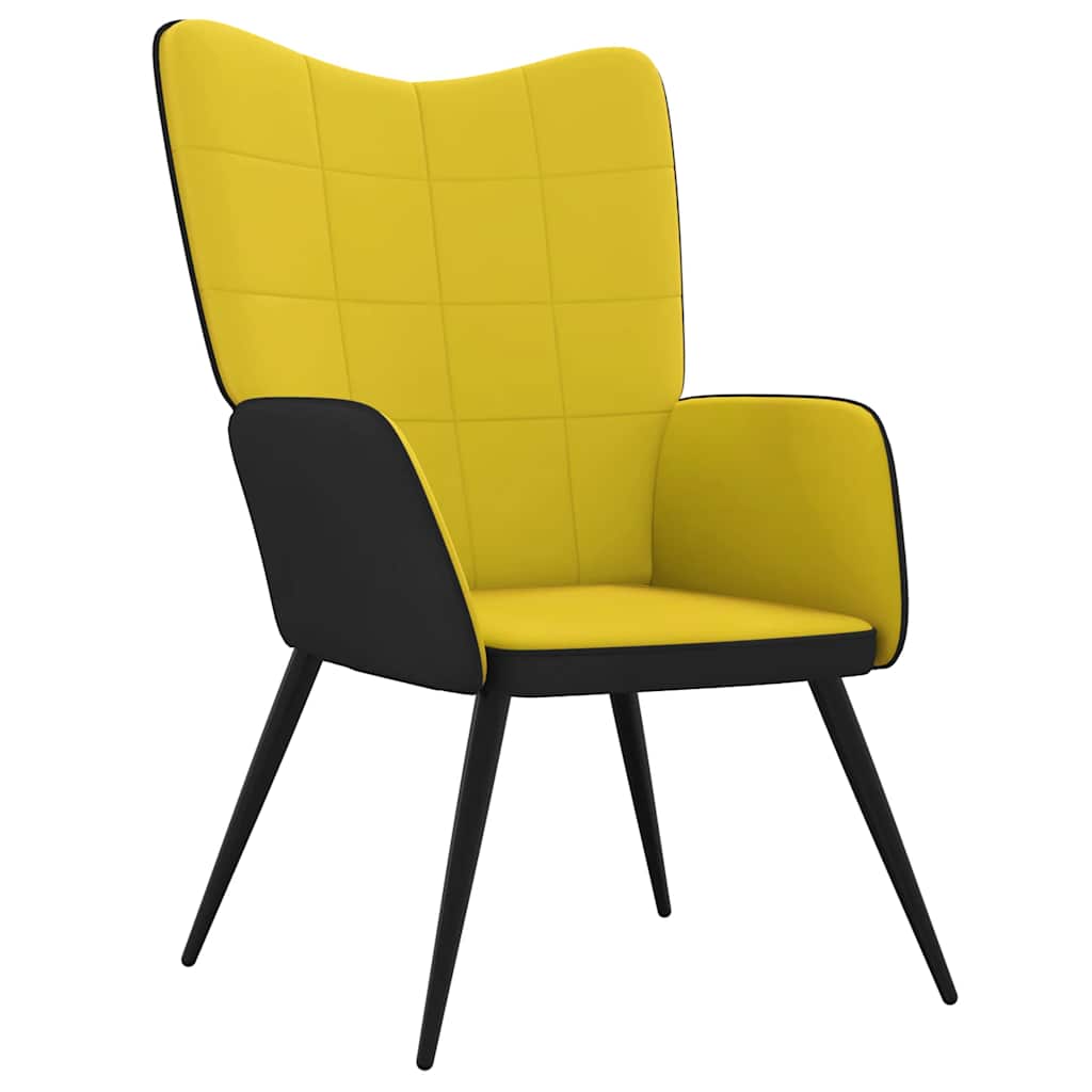 Relaxsessel mit Hocker Senfgelb Samt und PVC
