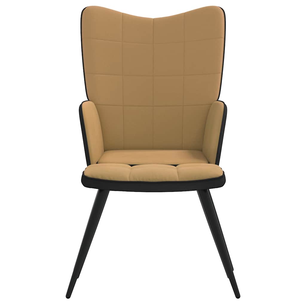 Relaxsessel mit Hocker Braun Samt und PVC