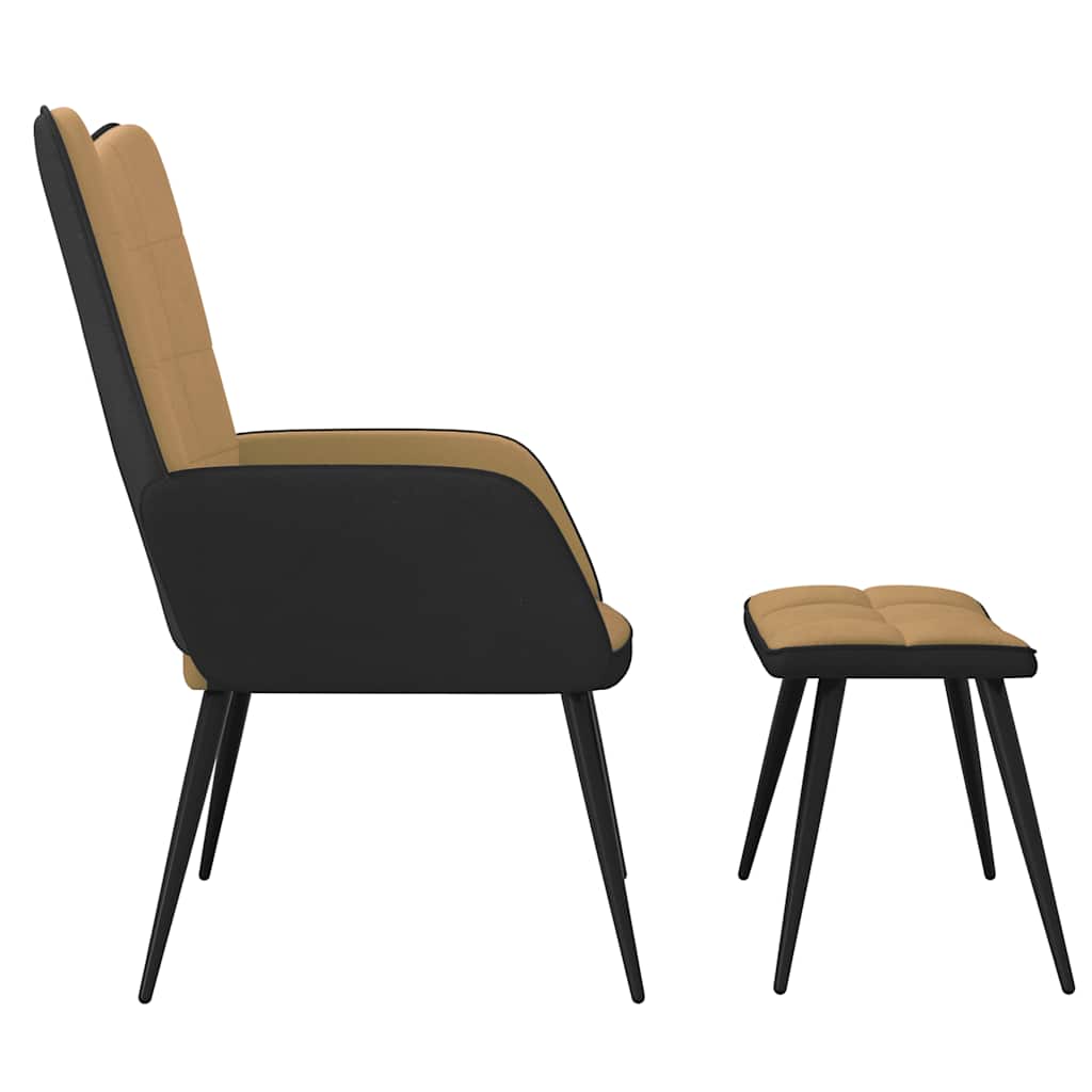 Relaxsessel mit Hocker Braun Samt und PVC