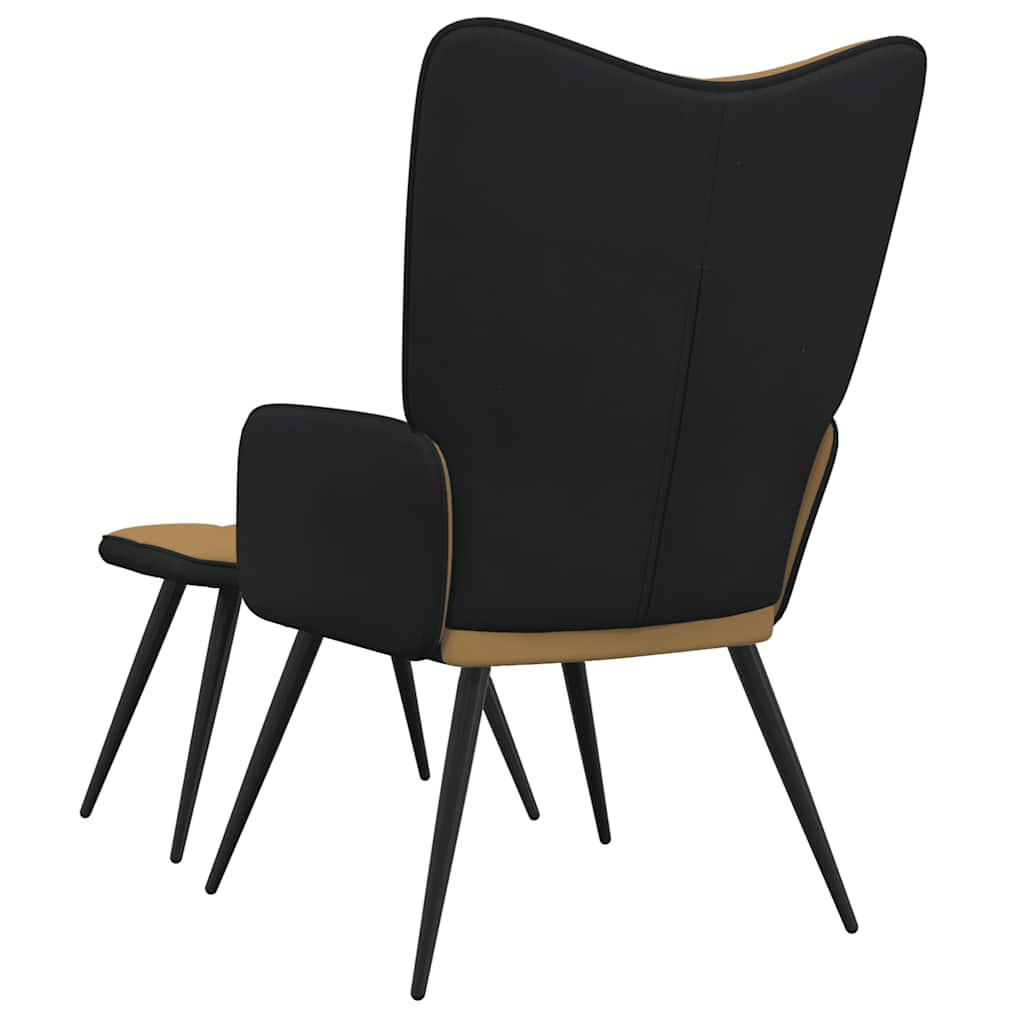 Relaxsessel mit Hocker Braun Samt und PVC