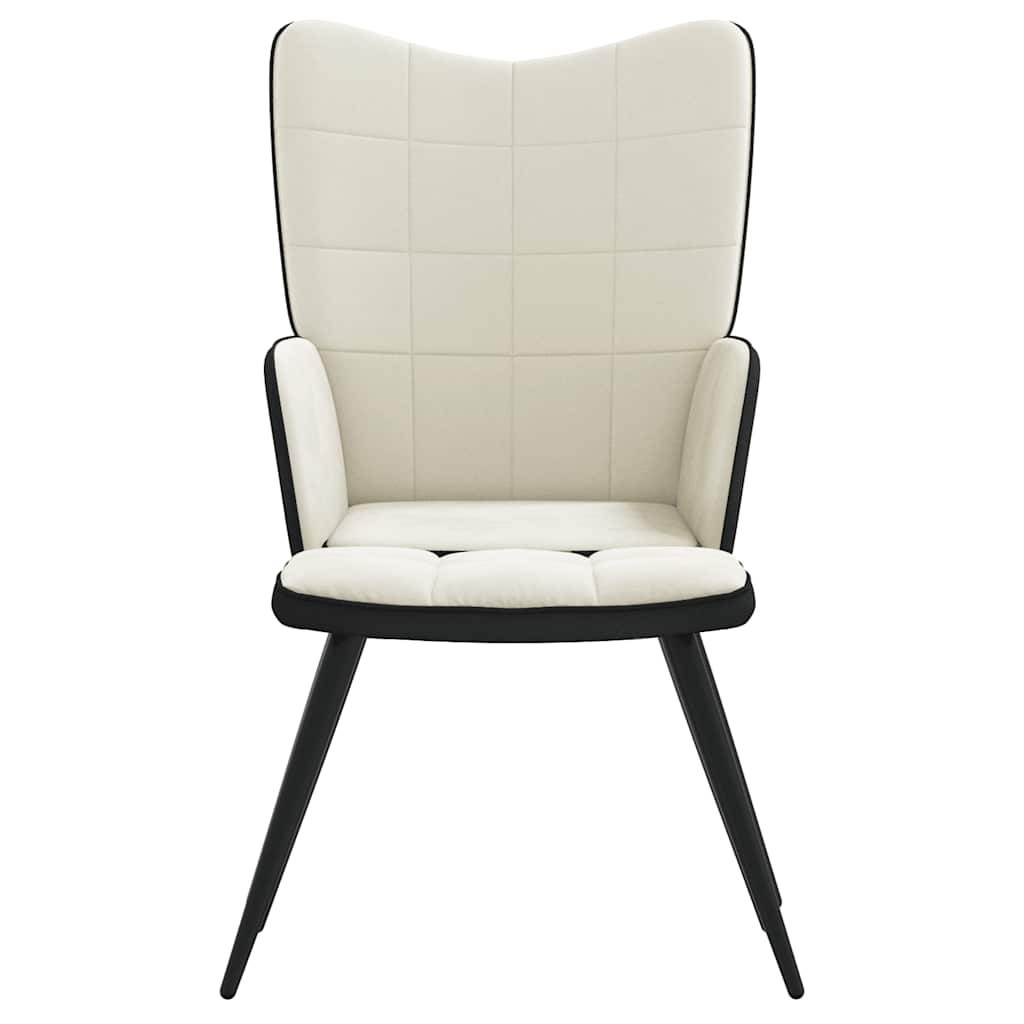 Relaxsessel mit Hocker Cremeweiß Samt und PVC
