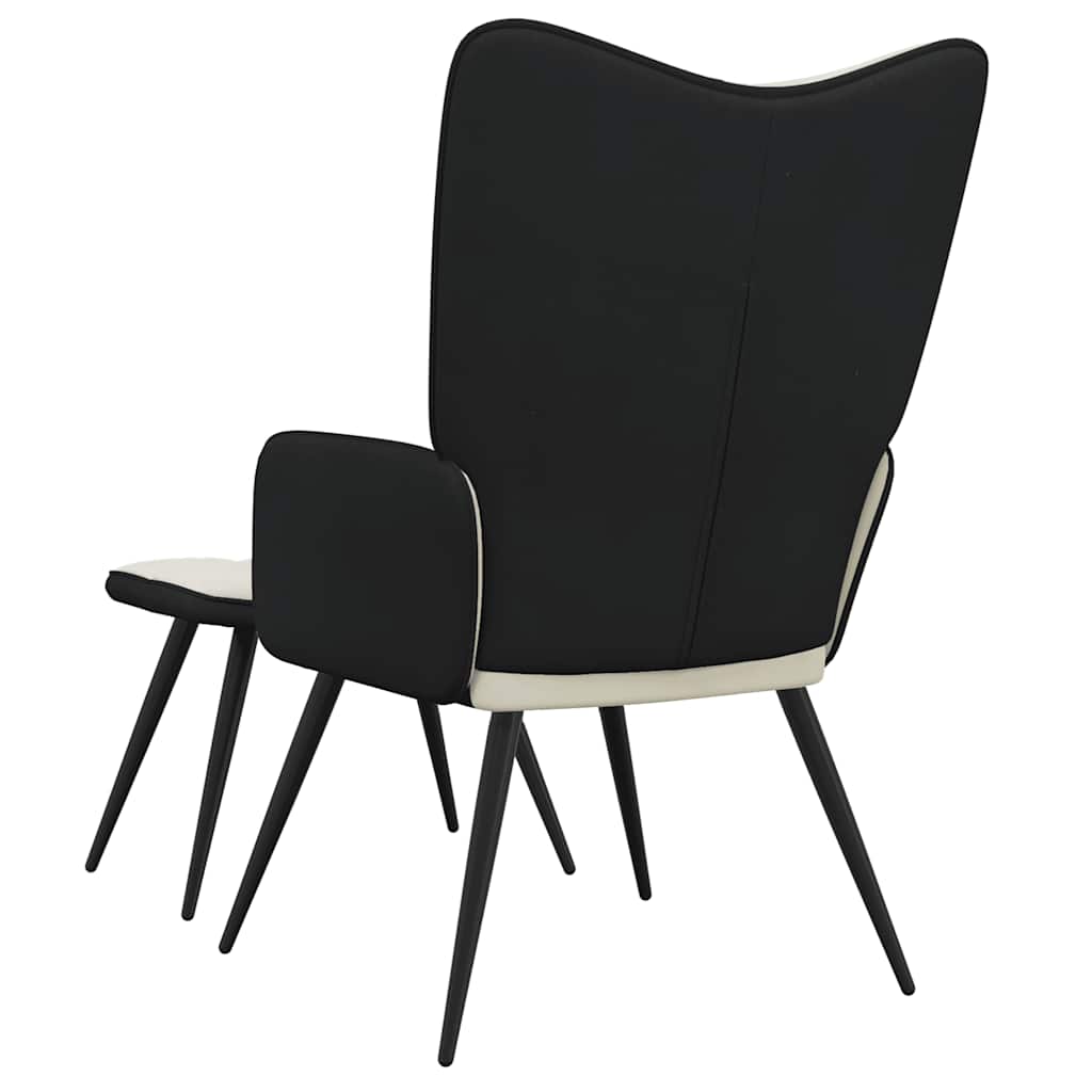 Relaxsessel mit Hocker Cremeweiß Samt und PVC