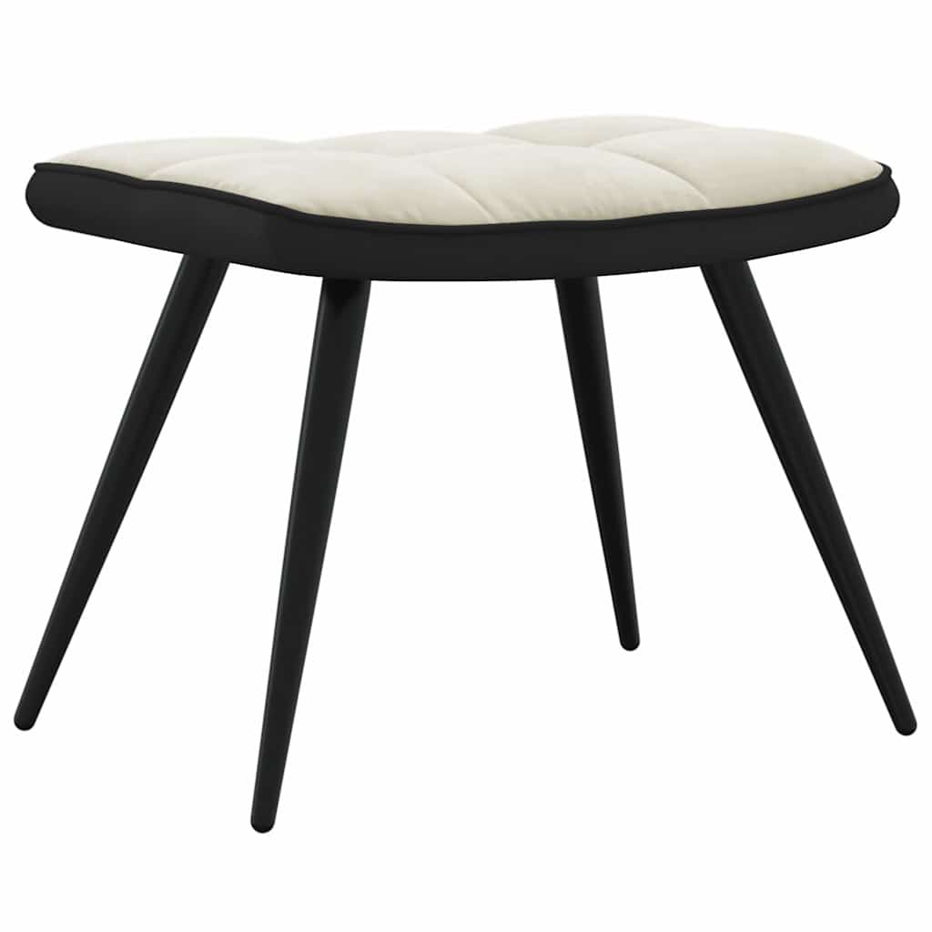 Relaxsessel mit Hocker Cremeweiß Samt und PVC