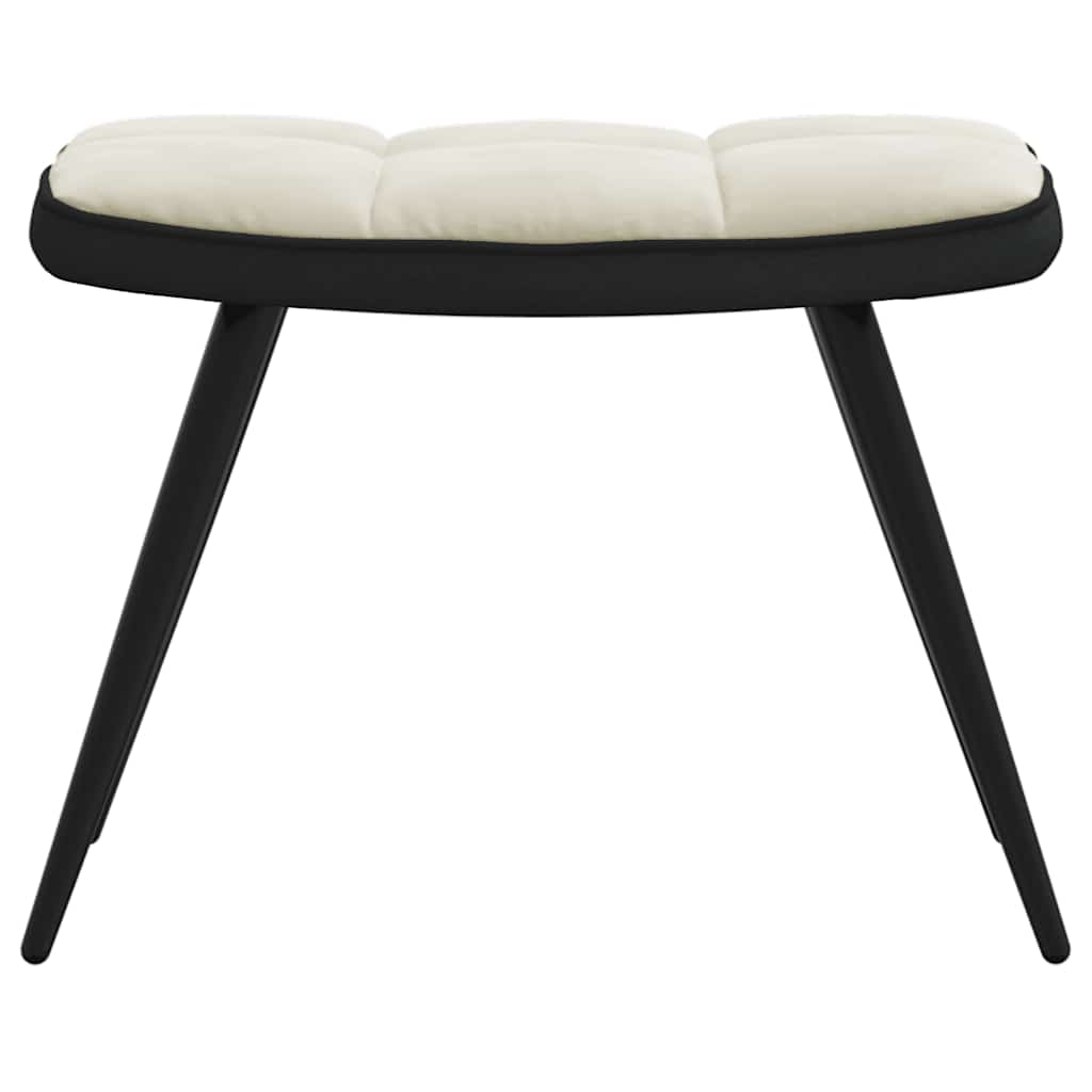Relaxsessel mit Hocker Cremeweiß Samt und PVC