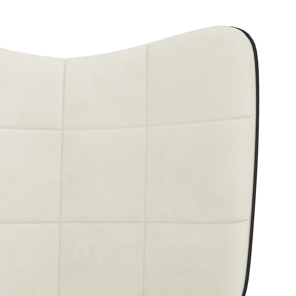 Relaxsessel mit Hocker Cremeweiß Samt und PVC