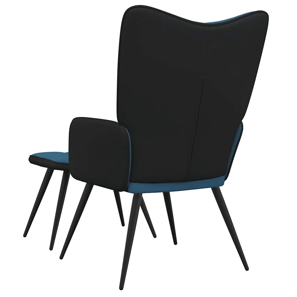 Relaxsessel mit Hocker Blau Samt und PVC