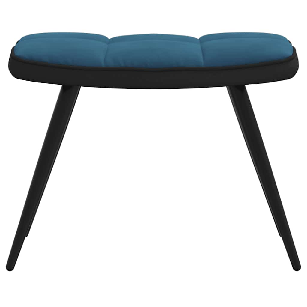 Relaxsessel mit Hocker Blau Samt und PVC