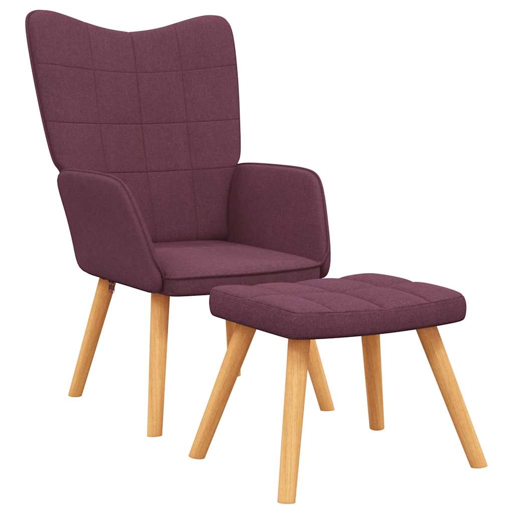 Relaxsessel mit Hocker Lila Stoff